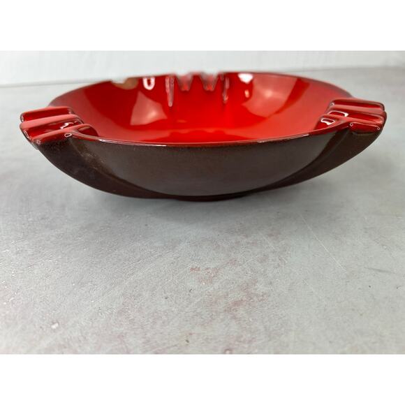 Vintage Frankoma Pottery Ashtray Red Brown Base 453 Chipped - Picture 3 of 11